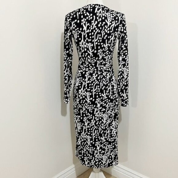 Diane Von Furstenberg Target Black White Midi Wrap Dress Sea Spots Size XS - Picture 5 of 6